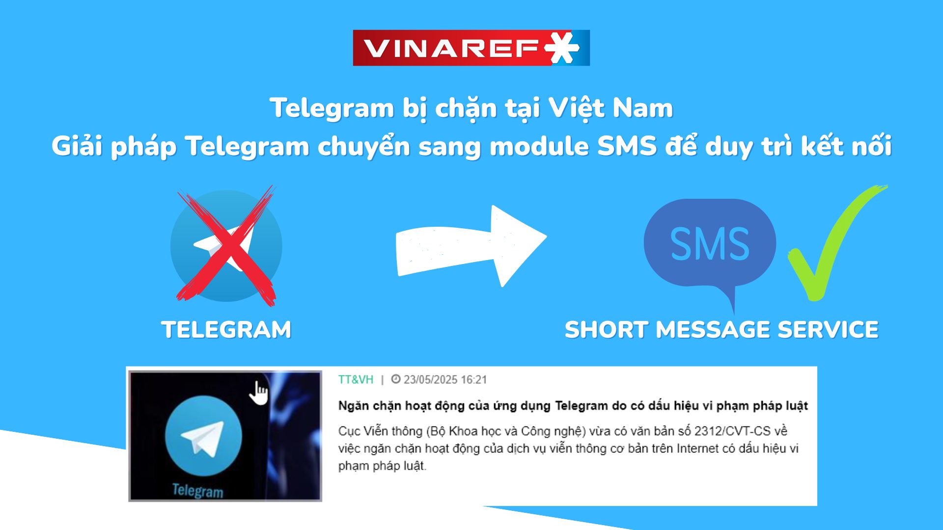 Telegram bị chặn tại Việt Nam – Giải pháp Telegram chuyển sang module SMS để duy trì kết nối.